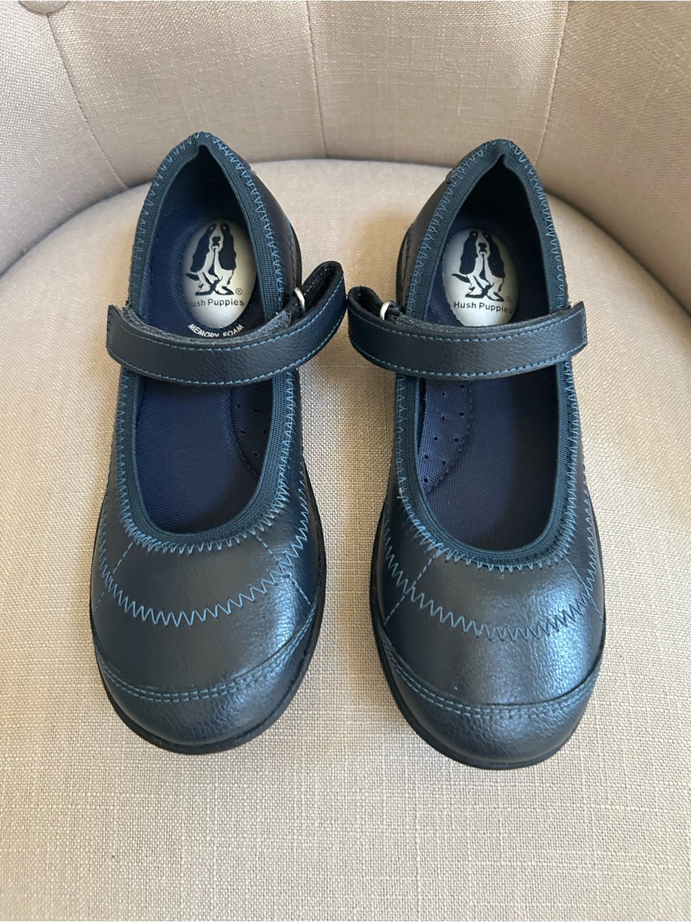 Hush Puppies Girls Navy Mary Jane Strap Dress Shoes